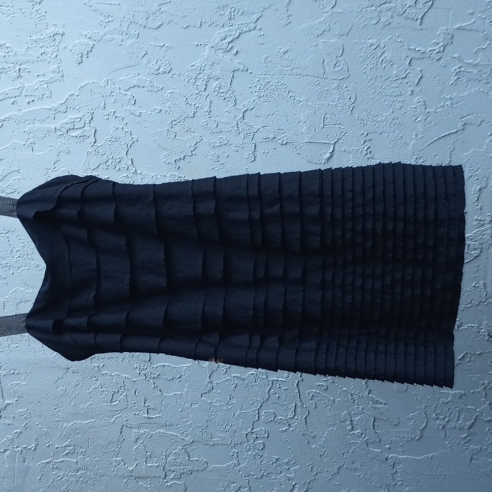 Nine West dress, black, brass & black muted metallic thread  straps, layered